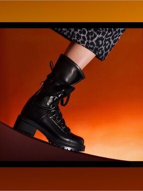 Christian Dior Black D-Fight Womens leather calf-high boots Size 37 from Italy